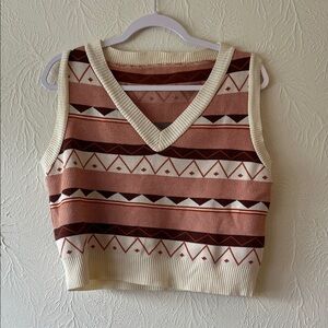 Geometric Knit Sleeveless Sweater Vest